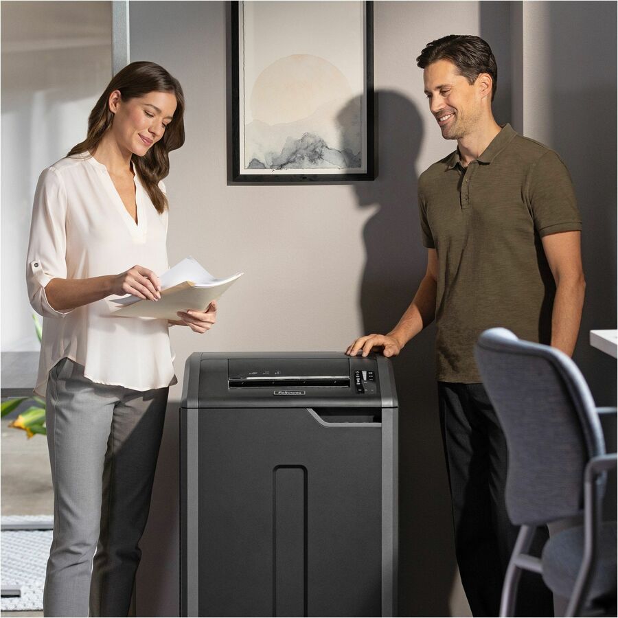 Continuous Shredder - Cross Cut - 30 Per Pass - for shredding Staples, Credit Card, CD, DVD, Paper Clip, Junk Mail, Paper - 0.156" x 1.125" Shred Size - P-4 - 20 ft/min - 16" Throat - 35 gal Wastebin Capacity - Black, Dark Silver - TAA Compliant