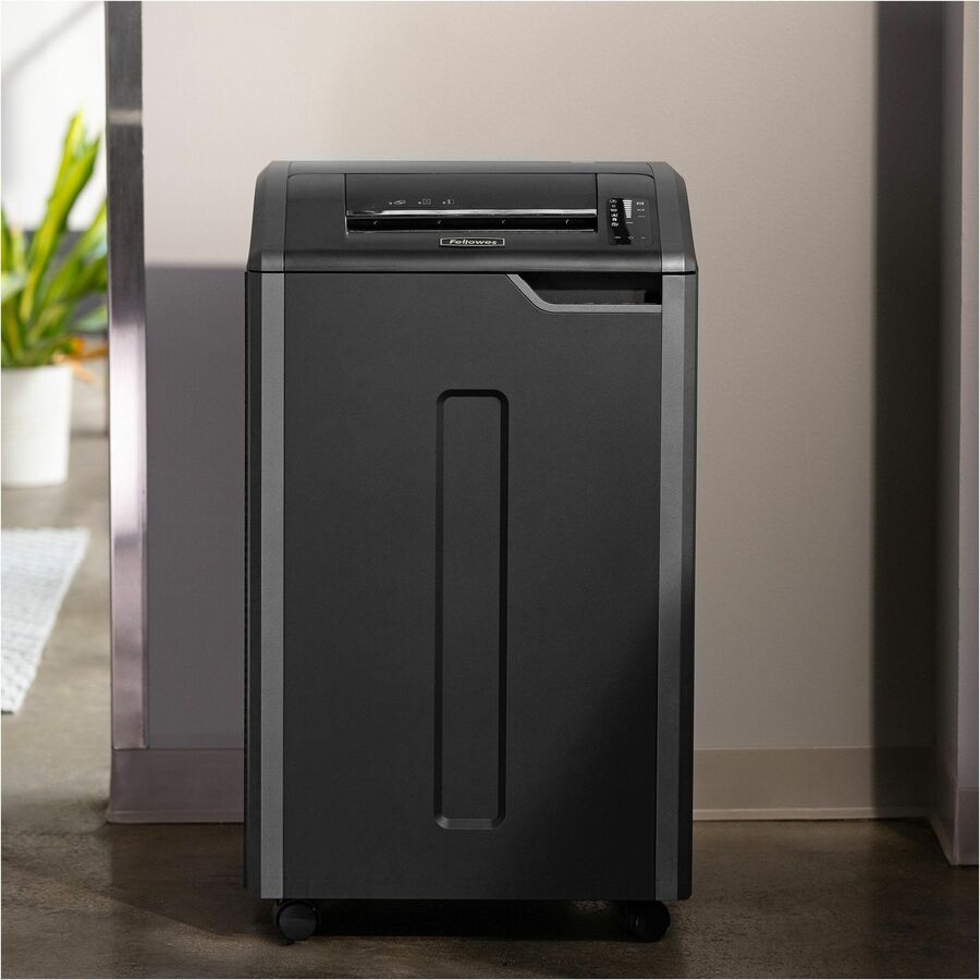 Continuous Shredder - Cross Cut - 30 Per Pass - for shredding Staples, Credit Card, CD, DVD, Paper Clip, Junk Mail, Paper - 0.156" x 1.125" Shred Size - P-4 - 20 ft/min - 16" Throat - 35 gal Wastebin Capacity - Black, Dark Silver - TAA Compliant
