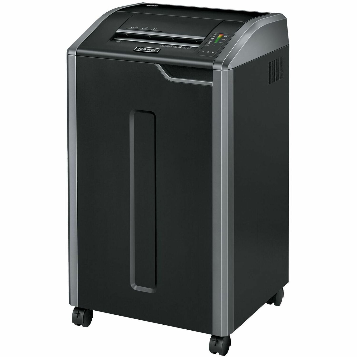 Continuous Shredder - Cross Cut - 30 Per Pass - for shredding Staples, Credit Card, CD, DVD, Paper Clip, Junk Mail, Paper - 0.156" x 1.125" Shred Size - P-4 - 20 ft/min - 12" Throat - 30 gal Wastebin Capacity - Black, Dark Silver - TAA Compliant