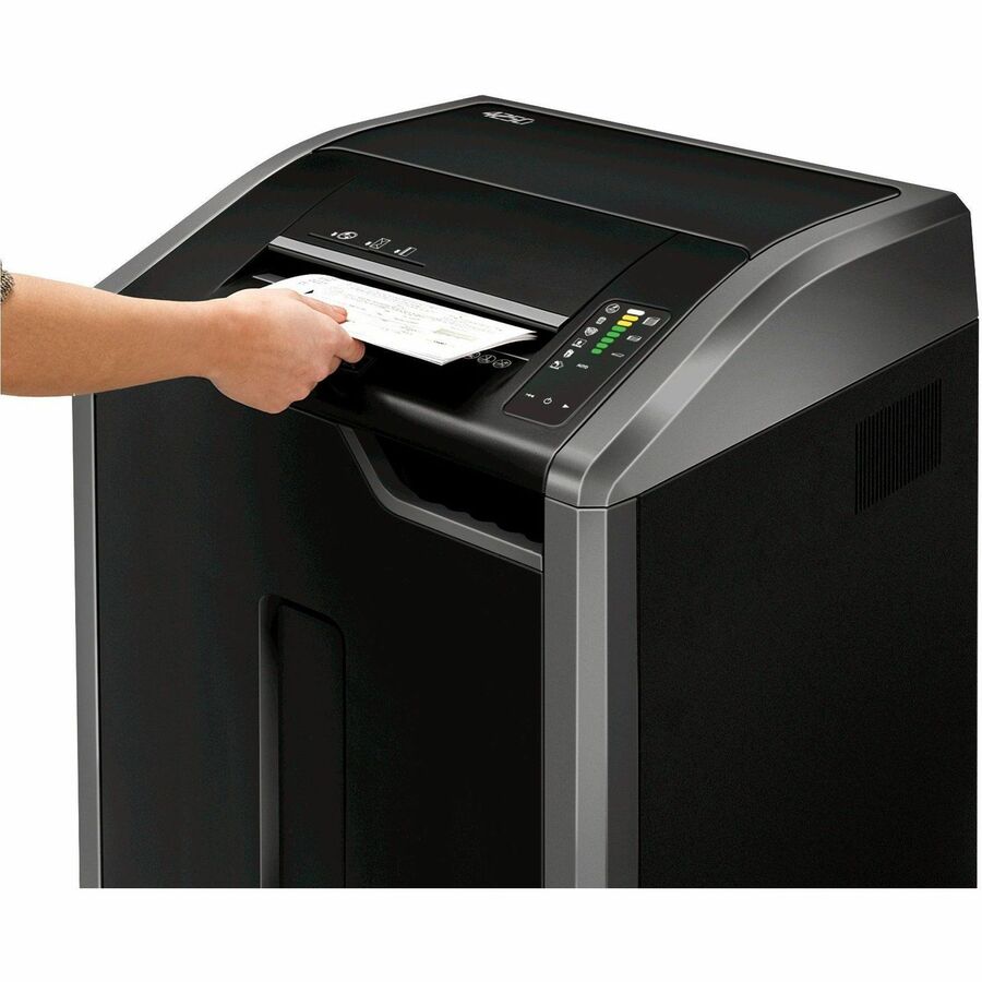 Continuous Shredder - Cross Cut - 30 Per Pass - for shredding Staples, Credit Card, CD, DVD, Paper Clip, Junk Mail, Paper - 0.156" x 1.125" Shred Size - P-4 - 20 ft/min - 12" Throat - 30 gal Wastebin Capacity - Black, Dark Silver - TAA Compliant