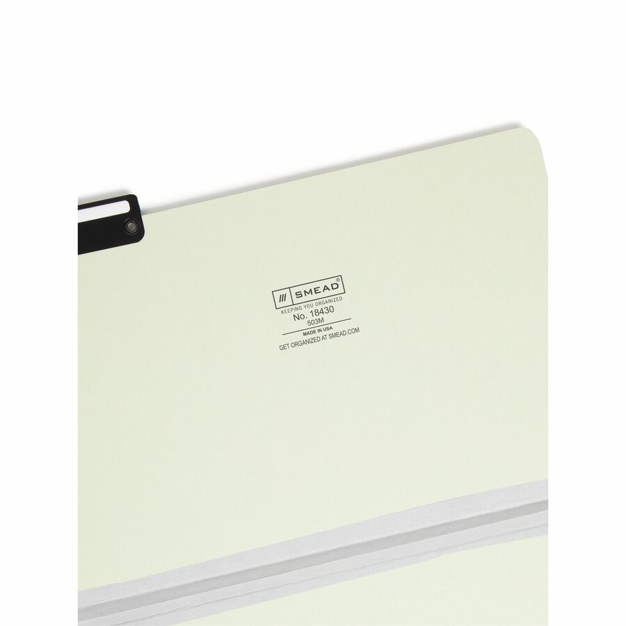 8 1/2" x 14" - 1" Expansion - Top Tab Location - Assorted Tab Position - 25 pt. - Pressboard, Metal - Gray, Green - Heavyweight, Wear Resistant - 60% Recycled - 25 / Box