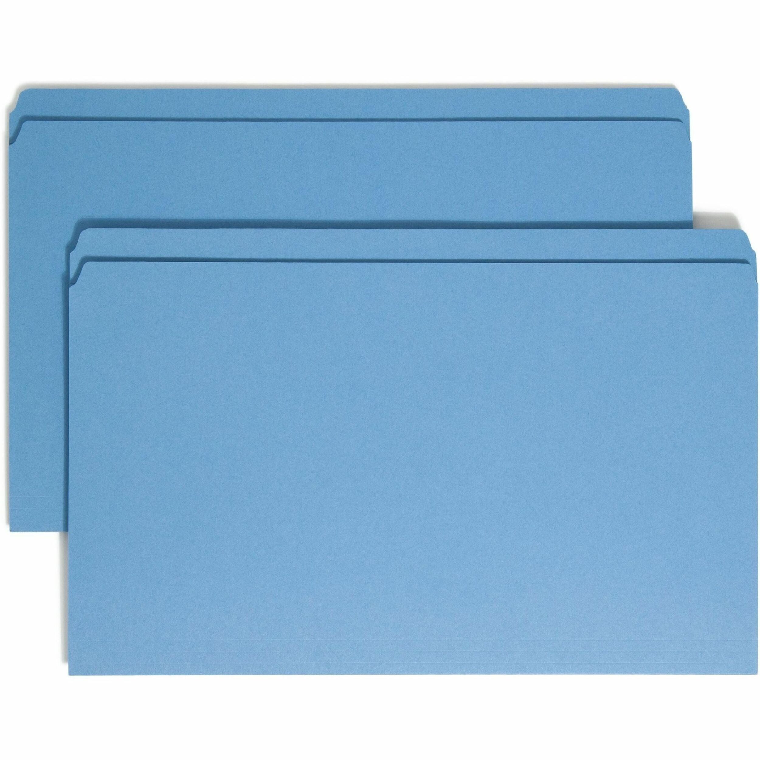 8 1/2" x 14" - 3/4" Expansion - 11 pt. - 2 Plys - Blue - Reinforced Tab - 10% Recycled - 100 / Box