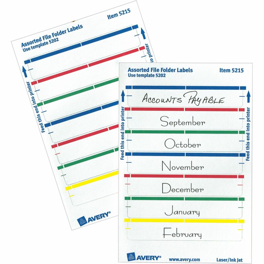 Avery&reg; File Folder Labels, Assorted, 2/3" x 3-7/16" , 252 (5215)