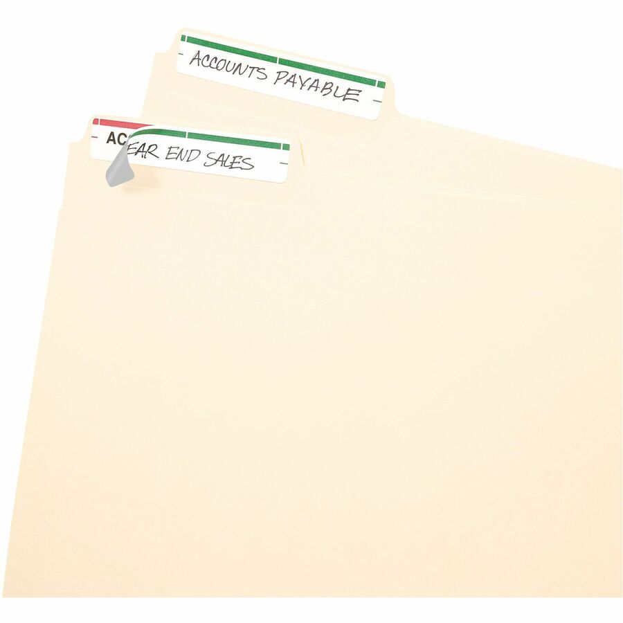 3 7/16" Height x 21/32" Width - Permanent Adhesive - Rectangle - Laser, Inkjet - Green - Paper - Permanent Adhesive, Easy Peel, Curl Resistant, Stick & Stay - 7 / Sheet - 36 Total Sheets - 252 Total Label(s) - 252 / Pack