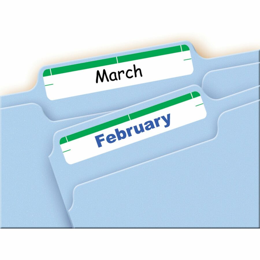 3 7/16" Height x 21/32" Width - Permanent Adhesive - Rectangle - Laser, Inkjet - Green - Paper - Permanent Adhesive, Easy Peel, Curl Resistant, Stick & Stay - 7 / Sheet - 36 Total Sheets - 252 Total Label(s) - 252 / Pack
