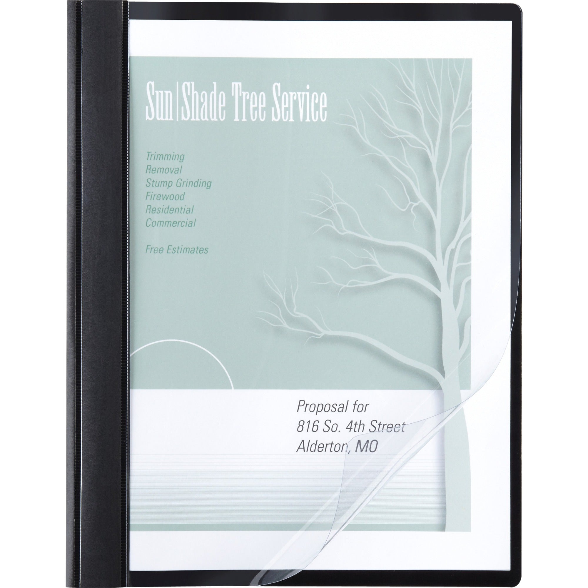 1/2" Folder Capacity - 8 1/2" x 11" - 100 Sheets Capacity - Black, Clear - 10 / Pack