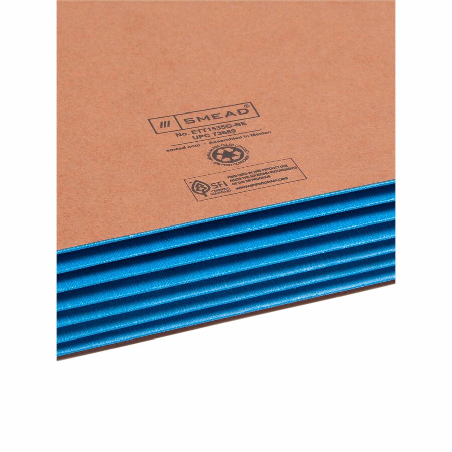8 1/2" x 11" - 5 1/4" Expansion - 2 Plys - Redrope - Blue - Closed Sides, Reinforced Tab, Reinforced Gusset, Tear Proof - 30% Paper Recycled - 10 / Box