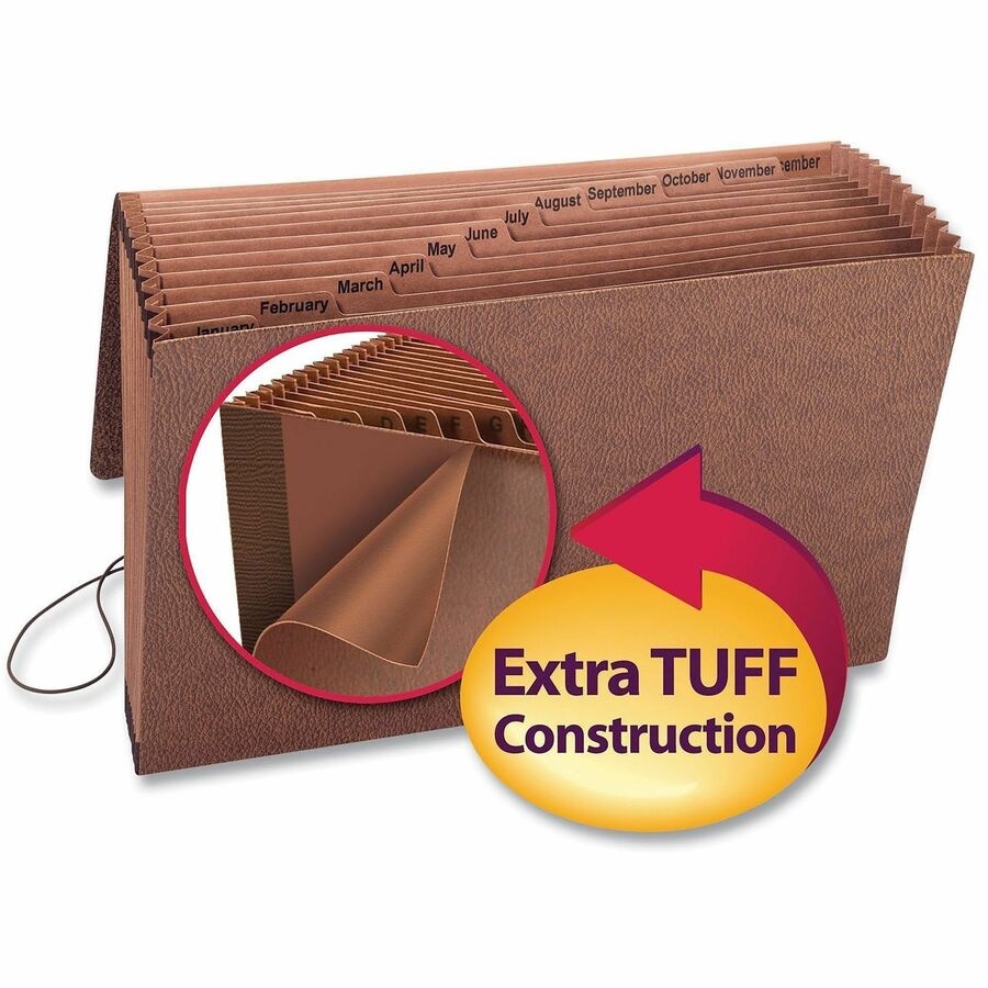 8 1/2" x 14" - 12 Pocket(s) - Redrope, Tyvek - Redrope - Flap, Elastic Closure, Reinforced Gusset - 30% Recycled - 1 Each