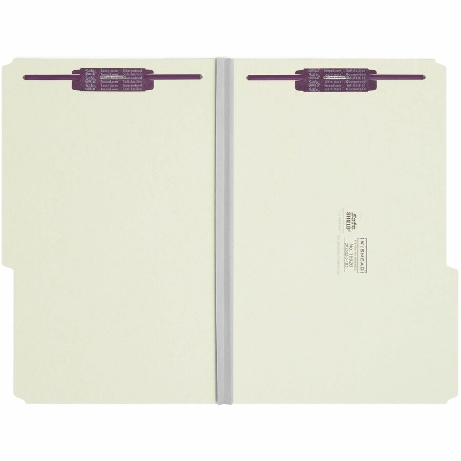 Smead 2/5 Tab Cut Legal Recycled Fastener Folder - 8 1/2" x 14" - 2" Expansion - 2 x 2S Fastener(s) - Top Tab Location - Right Tab Position - 25 pt. - Pressboard - Gray, Green - 100% Recycled - 25 / Box