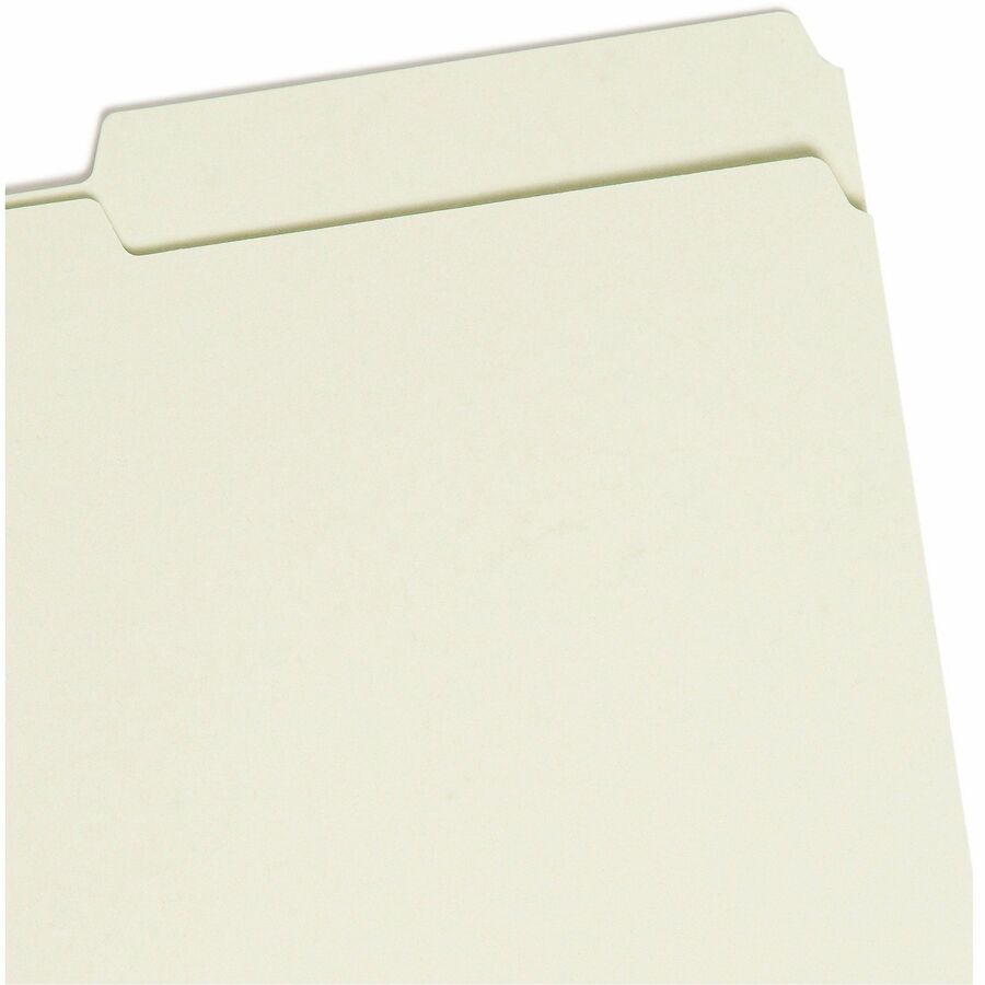 Smead 2/5 Tab Cut Legal Recycled Fastener Folder - 8 1/2" x 14" - 2" Expansion - 2 x 2S Fastener(s) - Top Tab Location - Right Tab Position - 25 pt. - Pressboard - Gray, Green - 100% Recycled - 25 / Box
