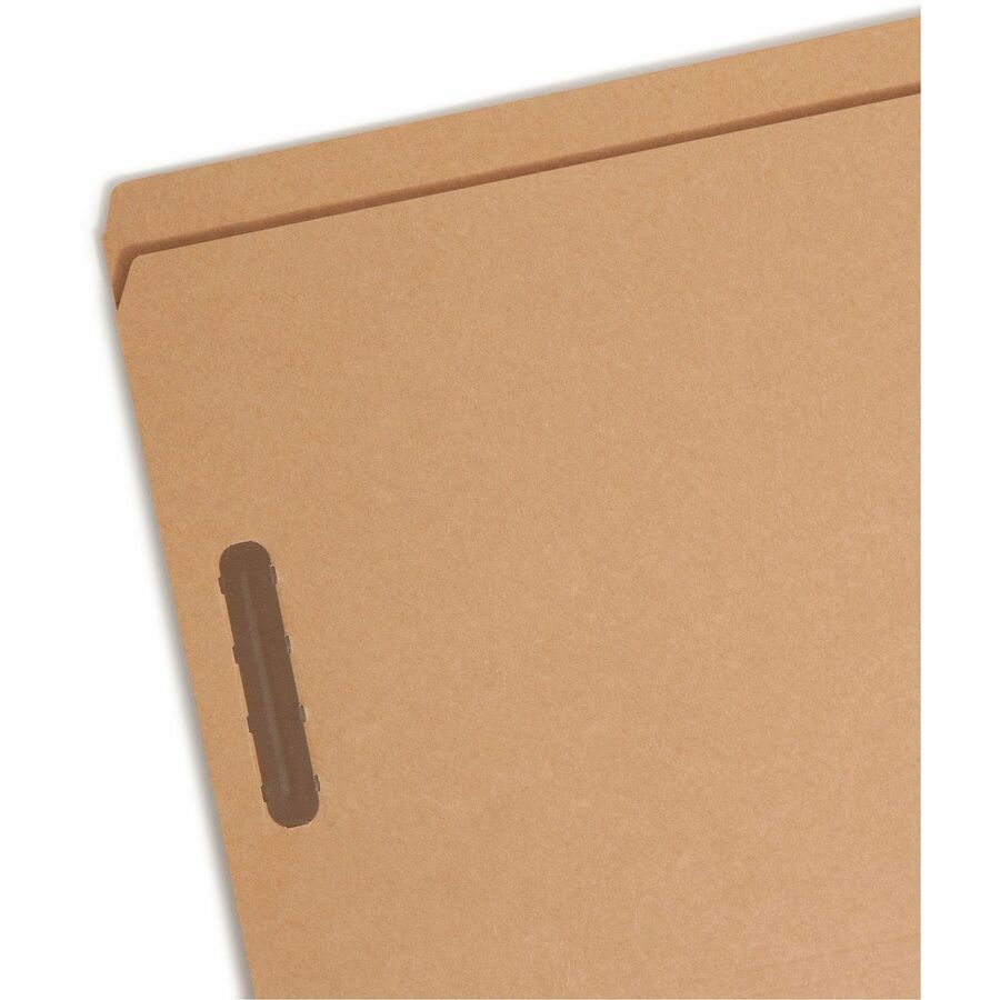 Smead Straight Tab Cut Letter Recycled Fastener Folder - 8 1/2" x 11" - 2 x 2K Fastener(s) - 11 pt. - 2 Plys - Kraft - 10% Recycled - 50 / Box