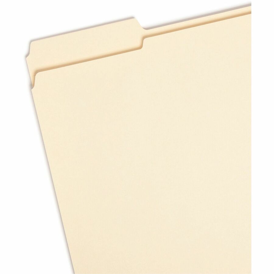 Smead 1/3 Tab Cut Letter Recycled Top Tab File Folder - 8 1/2" x 11" - Top Tab Location - Assorted Tab Position - 11 pt. - 2 Plys - Manila - Acid-free, Reinforced Tab - 100% Recycled - 100 / Box