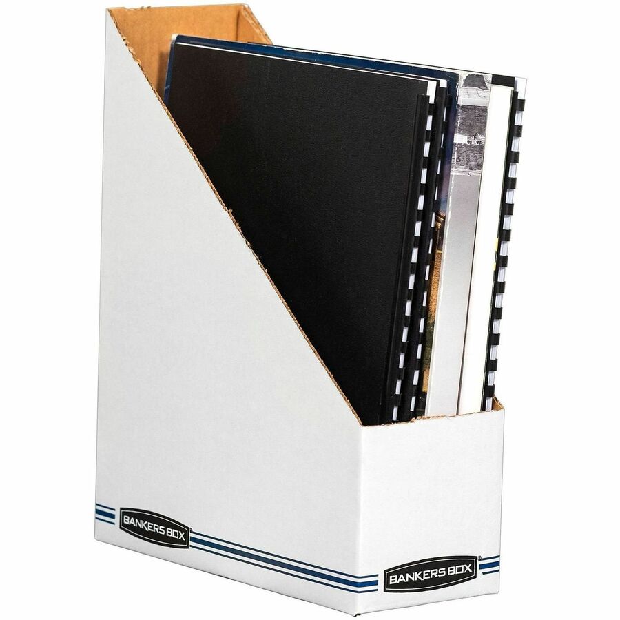 Bankers Box Stor/File&trade; Magazine Files - Letter - White, Blue - Cardboard - 12 / Carton