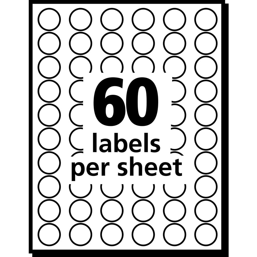 1/2" Diameter - Removable Adhesive - Round - Matte - Light Blue - Paper - 60 / Sheet - 14 Total Sheets - 840 Total Label(s) - 840 / Pack