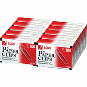 ACCO Paper Clips - No. 3 - 0.9" Length - 10 Sheet Capacity - Galvanized, Corrosion Resistant - Silver - Metal, Zinc Plated - 100/Box - 10 / Pack
