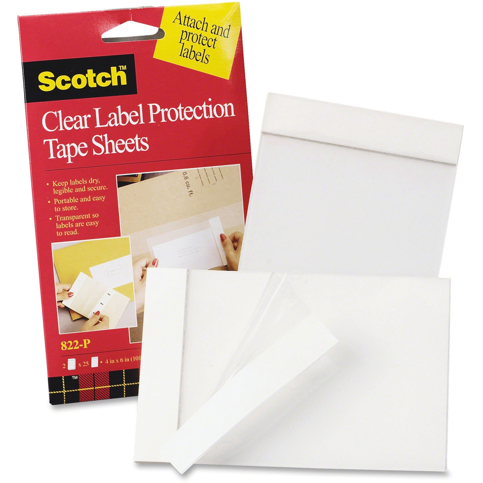 6" Length x 4" Width - Clear - Polypropylene Backing - For Repairing, Covering, Protecting - 25/Pad - 2 / Pack