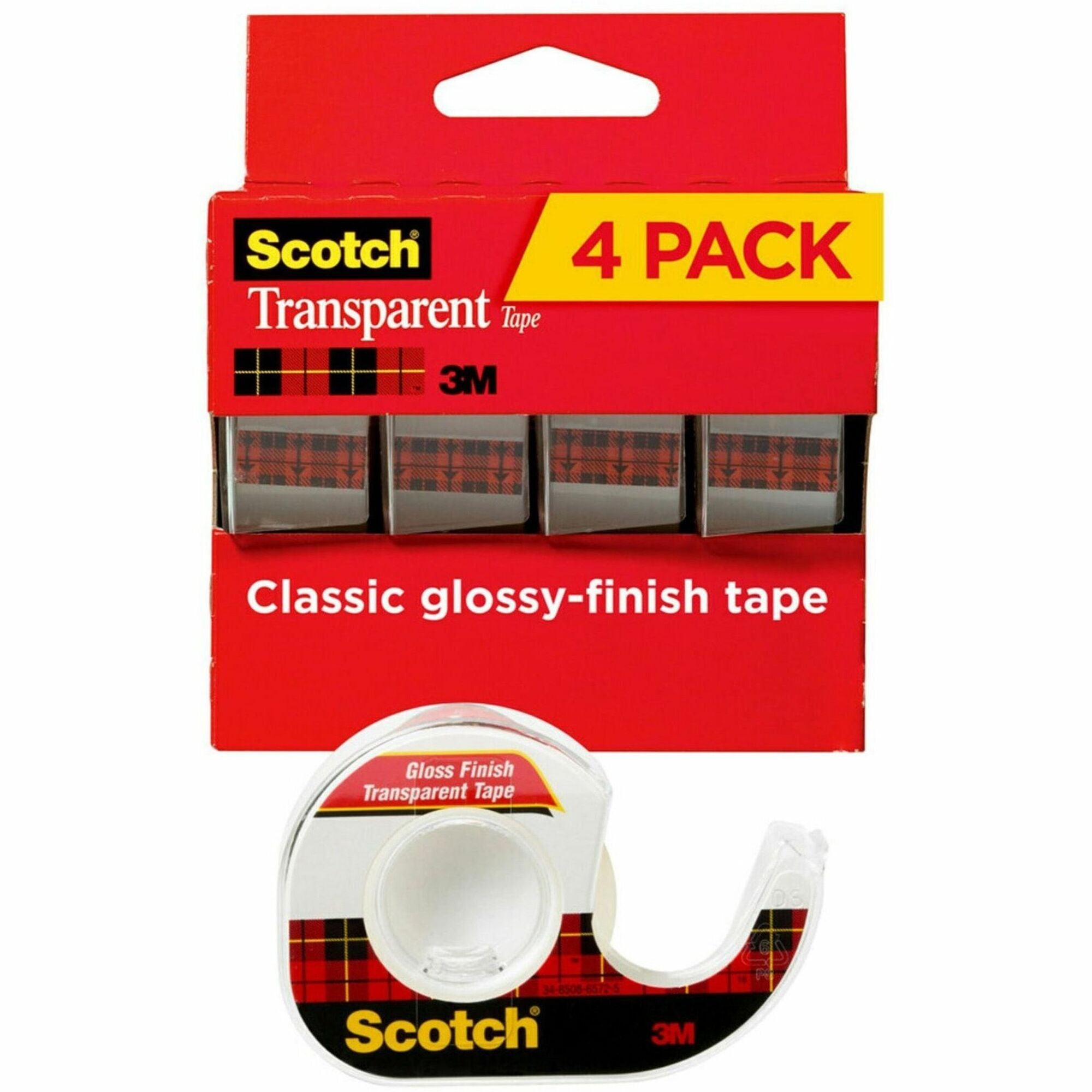 23.61 yd Length x 0.75" Width - 1" Core - Clear - Dispenser Included - Handheld Dispenser - Stain Resistant, Moisture Resistant, Long Lasting - For Sealing, Label Protection, Wrapping, Mending - 1 Pack