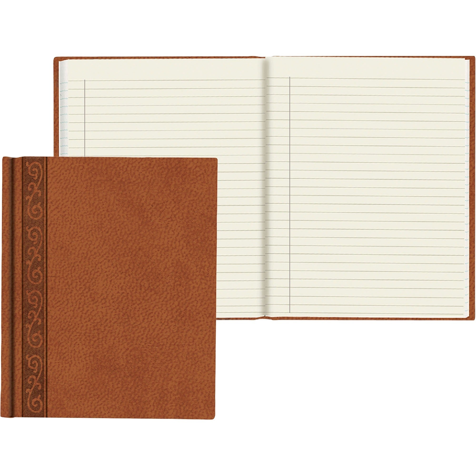 150 Sheets - Perfect Bound - Ruled Margin - A4 - 8 1/2" x 11" Sheet Size - Cream Paper - Tan Cover - Recycled - 1 Each