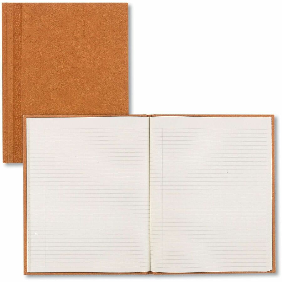 150 Sheets - Perfect Bound - Ruled Margin - A4 - 8 1/2" x 11" Sheet Size - Cream Paper - Tan Cover - Recycled - 1 Each