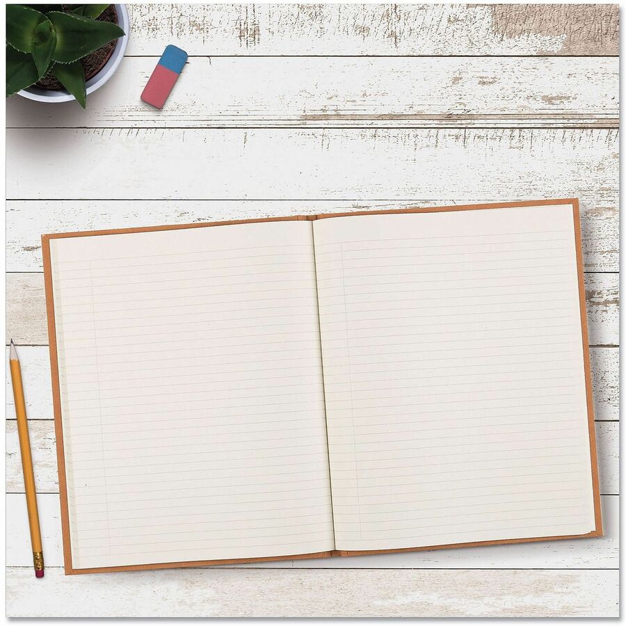 150 Sheets - Perfect Bound - Ruled Margin - A4 - 8 1/2" x 11" Sheet Size - Cream Paper - Tan Cover - Recycled - 1 Each
