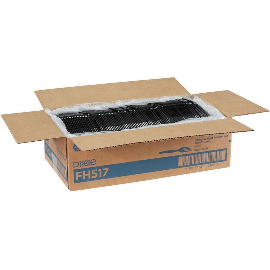 Dixie Heavyweight Disposable Forks by GP Pro - Black - 1000 / Carton