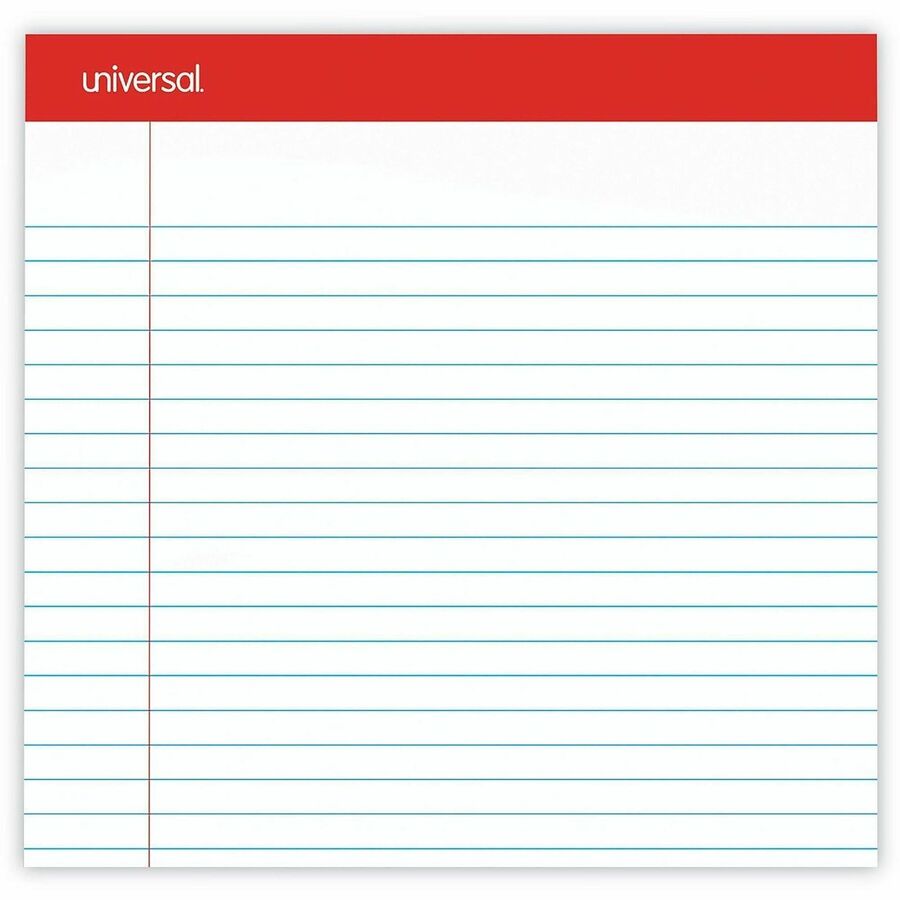 Universal Notepad - 1 Subject(s) - 50 Sheets - Tape Bound - Legal Ruled Red Margin - 16 lb Basis Weight - Legal - 8 1/2" x 14" Sheet Size - 14" Height x 8.5" Width - White Paper - Chipboard Cover - 1 Dozen