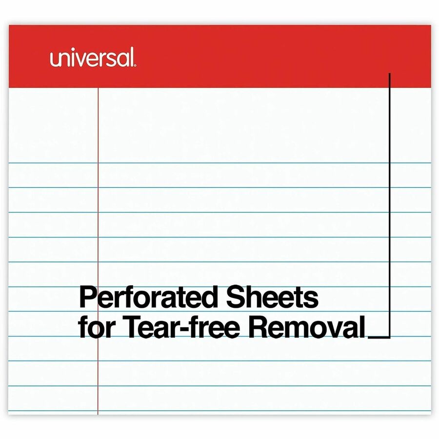 Universal Notepad - 1 Subject(s) - 50 Sheets - Tape Bound - Legal Ruled Red Margin - 16 lb Basis Weight - Legal - 8 1/2" x 14" Sheet Size - 14" Height x 8.5" Width - White Paper - Chipboard Cover - 1 Dozen