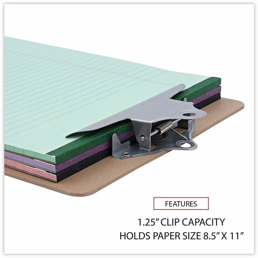 1.25" Clip Capacity - Storage for Document, Form - 8 1/2" x 11" Sheet Size - Hardboard - Brown - 1 Each
