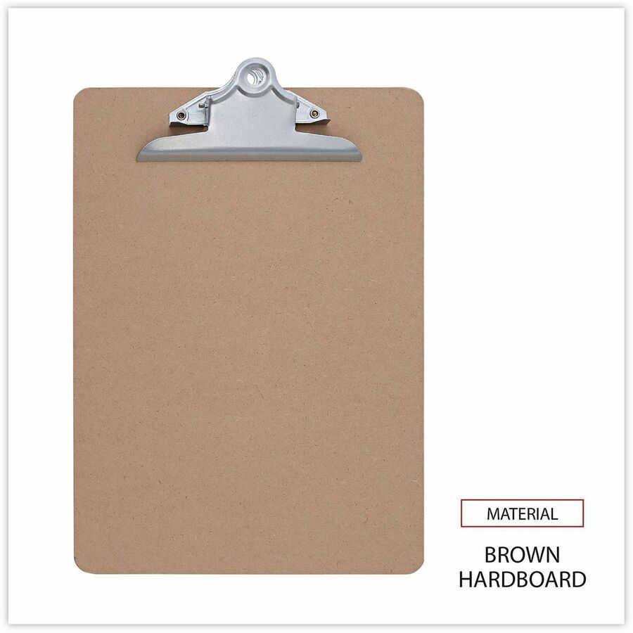 1.25" Clip Capacity - Storage for Document, Form - 8 1/2" x 11" Sheet Size - Hardboard - Brown - 1 Each