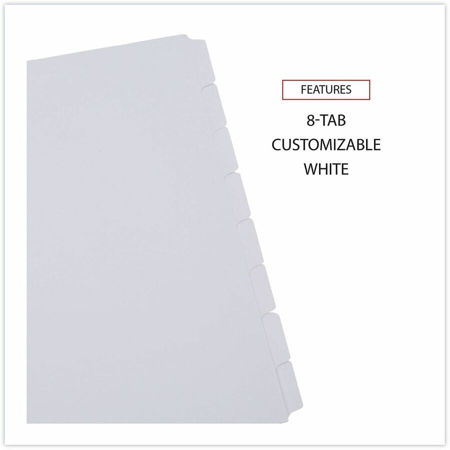 8 x Divider(s) - 8 Blank Side Tab(s) - 8 Tab(s)/Set - 8.5" Divider Width x 11" Divider Length - Letter - 3 Hole Punched - White Paper Divider - White Paper Tab(s) - 20% Recycled - Customizable, Double-sided, Reinforced Edges, Laminated Tab - 1 Set