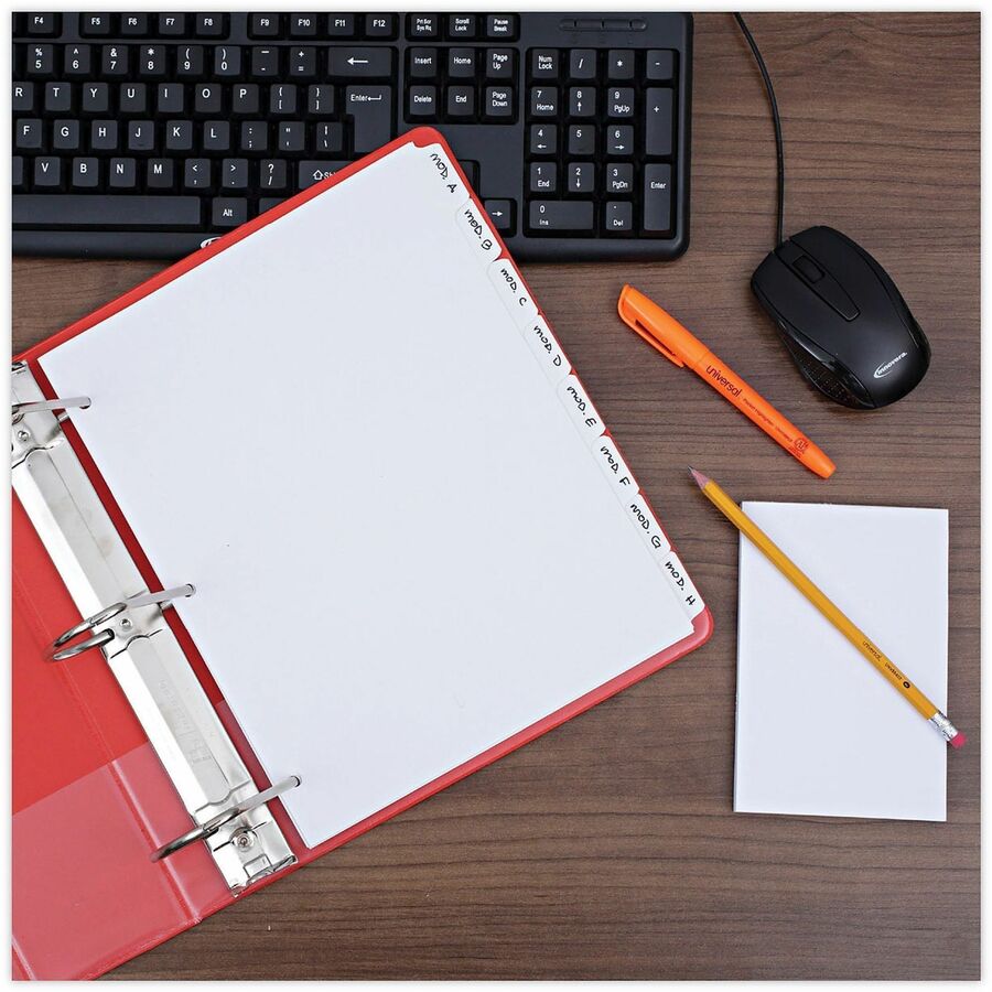 8 x Divider(s) - 8 Blank Side Tab(s) - 8 Tab(s)/Set - 8.5" Divider Width x 11" Divider Length - Letter - 3 Hole Punched - White Paper Divider - White Paper Tab(s) - 20% Recycled - Customizable, Double-sided, Reinforced Edges, Laminated Tab - 1 Set