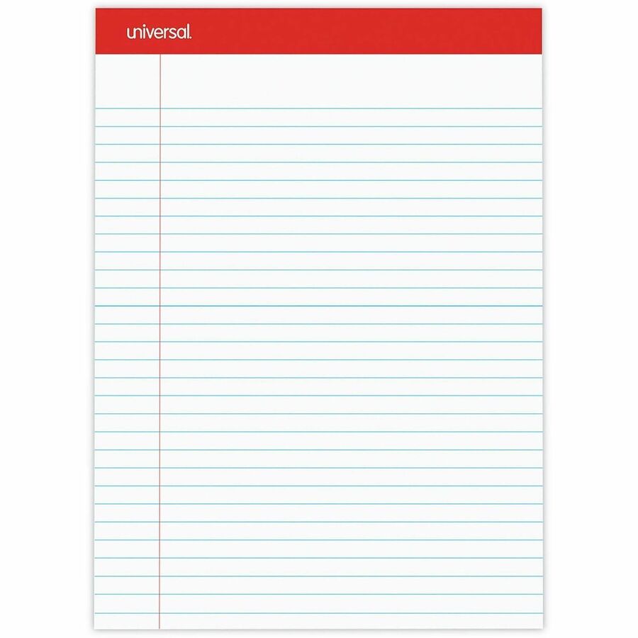 Universal Notepad - 1 Subject(s) - 50 Sheets - Tape Bound - Legal Ruled Red Margin - 16 lb Basis Weight - Letter - 8 1/2" x 11 3/4" Sheet Size - 8.5" Width - White Paper - Chipboard Cover - 1 Dozen
