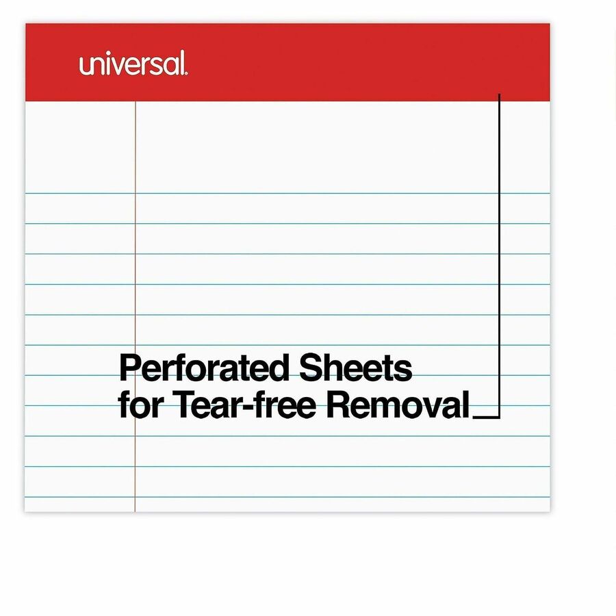 Universal Notepad - 1 Subject(s) - 50 Sheets - Tape Bound - Legal Ruled Red Margin - 16 lb Basis Weight - Letter - 8 1/2" x 11 3/4" Sheet Size - 8.5" Width - White Paper - Chipboard Cover - 1 Dozen