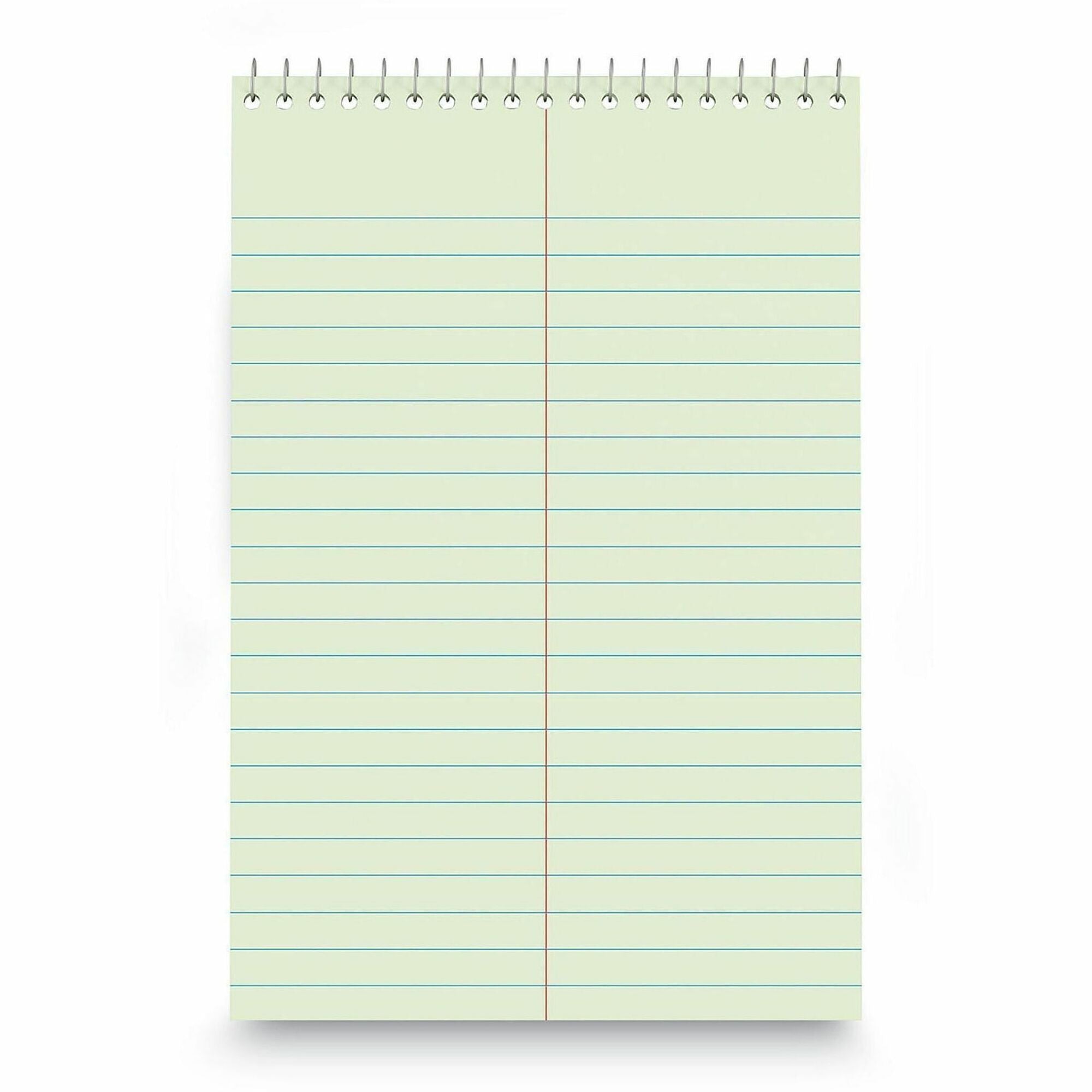 1 Subject(s) - 80 Sheets - Spiral - Red Margin - 16 lb Basis Weight - 6" x 9" Sheet Size - 9" Height x 6" Width - Green Paper - Chipboard Cover