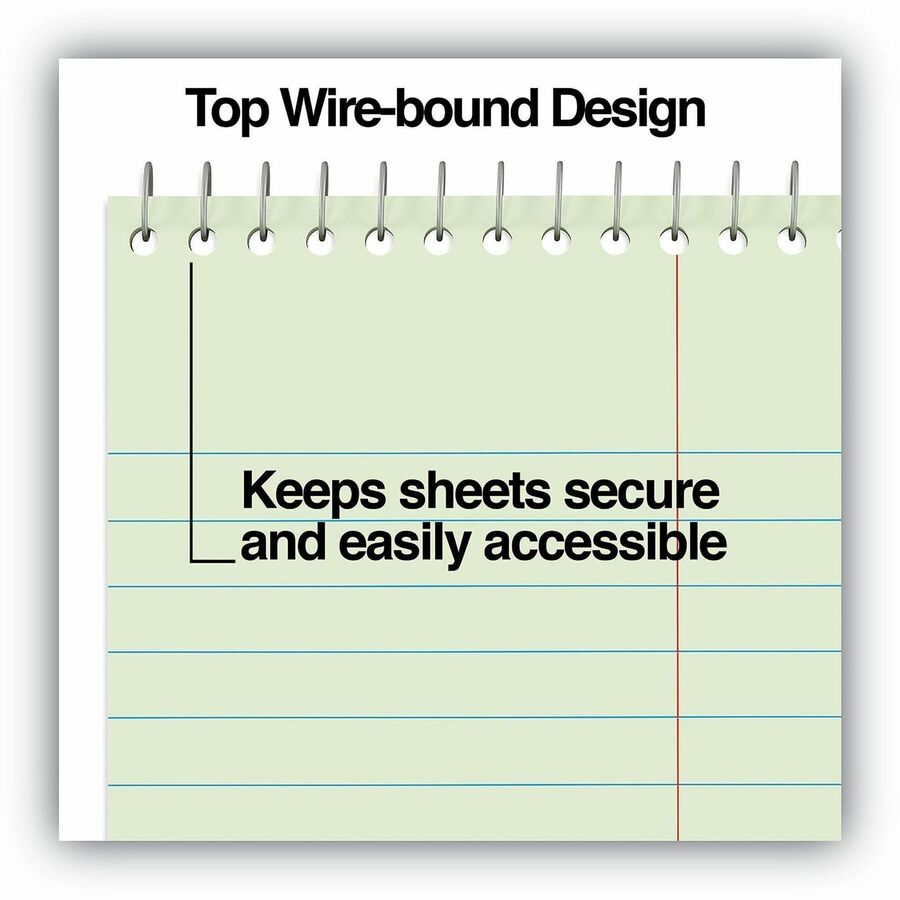 1 Subject(s) - 80 Sheets - Spiral - Red Margin - 16 lb Basis Weight - 6" x 9" Sheet Size - 9" Height x 6" Width - Green Paper - Chipboard Cover
