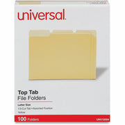 Universal 1/3 Tab Cut Letter Top Tab File Folders, 8.5" x 11", Assorted Tab Positions, 11 pt. Stock, Box of 100