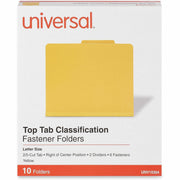 Universal 2/5 Tab Cut Letter Classification Folder - 8 1/2" x 11" - 2" Expansion - 6 Fastener(s) - 2" Fastener Capacity - Top Tab Location - Right of Center Tab Position - 2 Divider(s) - Yellow - 10 Box
