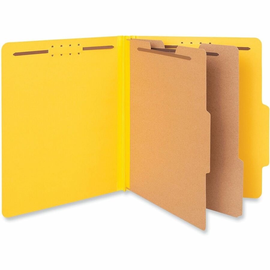 Universal 2/5 Tab Cut Letter Classification Folder - 8 1/2" x 11" - 2" Expansion - 6 Fastener(s) - 2" Fastener Capacity - Top Tab Location - Right of Center Tab Position - 2 Divider(s) - Yellow - 10 Box