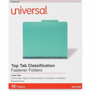 Universal 2/5 Tab Cut Letter Classification Folder - 8 1/2" x 11" - 2" Expansion - 6 Fastener(s) - 2" Fastener Capacity - Top Tab Location - Right of Center Tab Position - 2 Divider(s) - Emerald Green - 10 Box