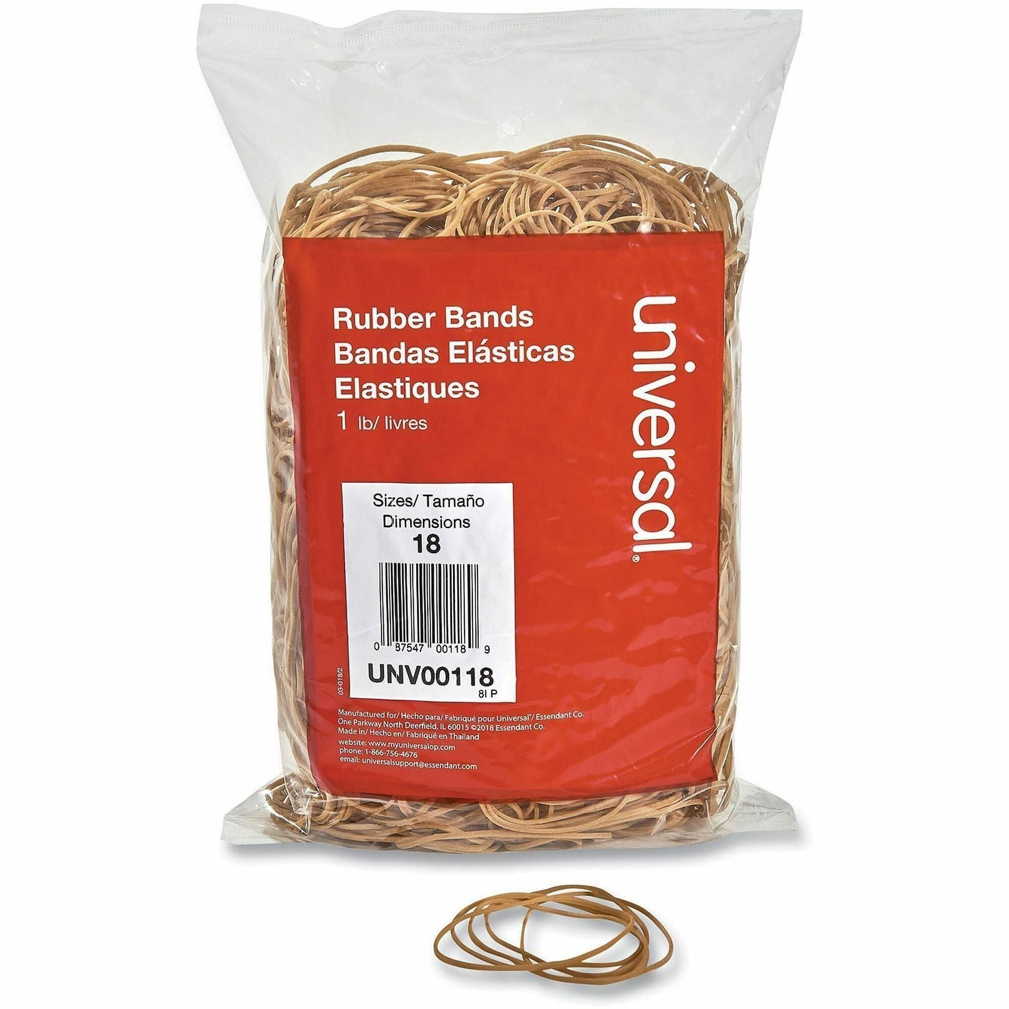 Size: #18 - 3" Length x 0.1" Width x 41.6 mil Thickness - 12 lb/in - Rubber - Beige - 1600 / Box