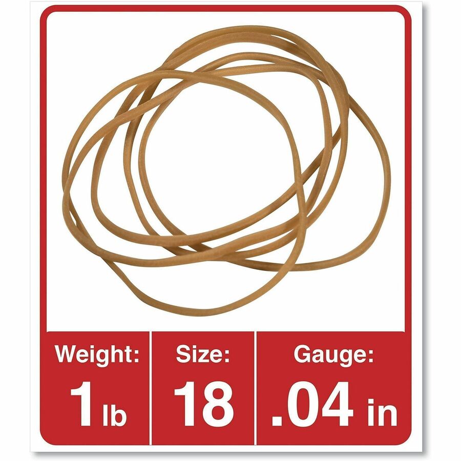 Size: #18 - 3" Length x 0.1" Width x 41.6 mil Thickness - 12 lb/in - Rubber - Beige - 1600 / Box