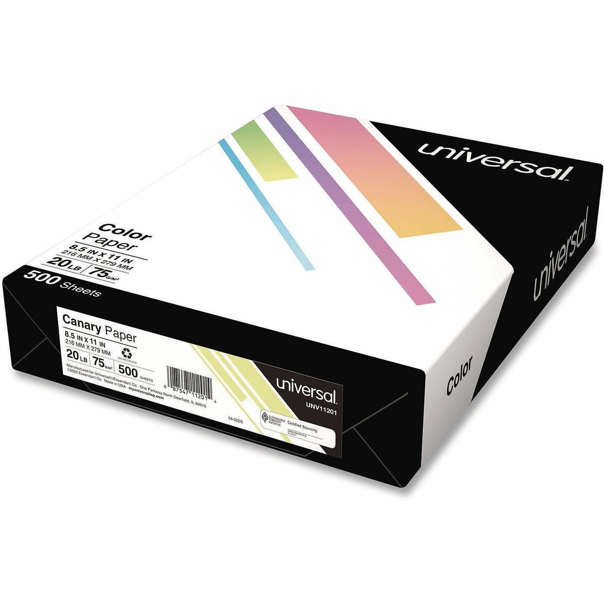20 lb Basis Weight - 75 g/m² Grammage - Canary - 500 Sheets - 500 / Ream