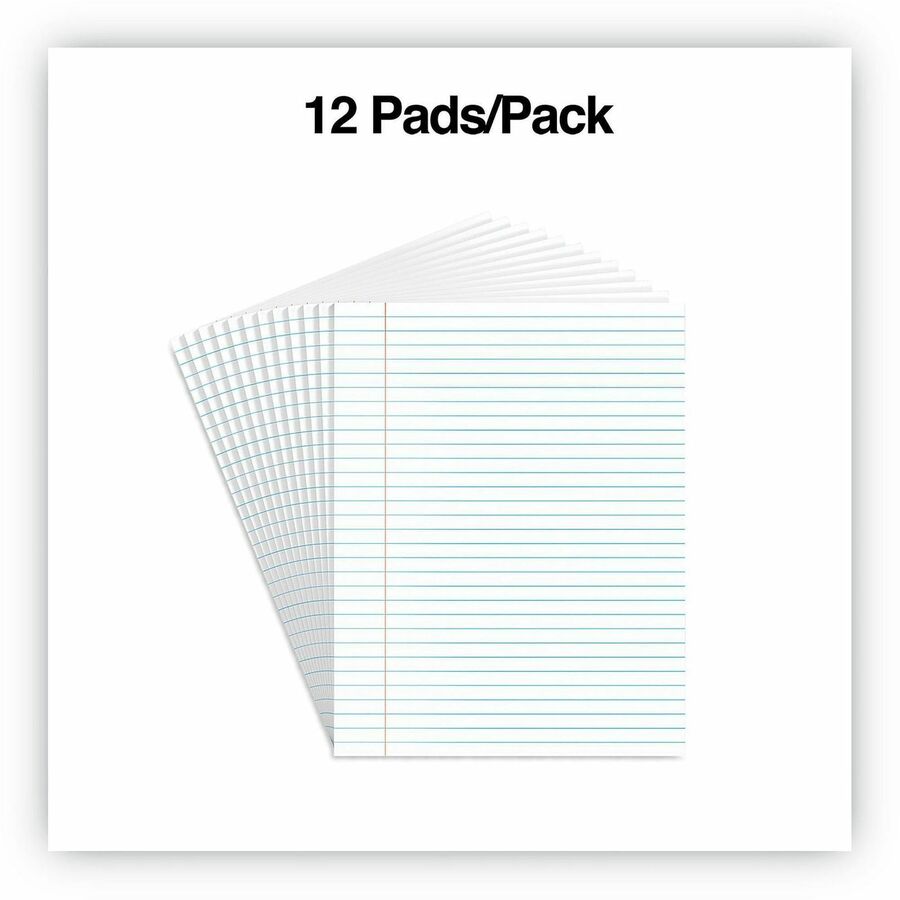 1 Subject(s) - 50 Sheets - Glue - 0.34" Ruled - Unruled Margin - 16 lb Basis Weight - Letter - 8 1/2" x 11" Sheet Size - 8.5" Width - White Paper - Chipboard Cover - 1 Dozen