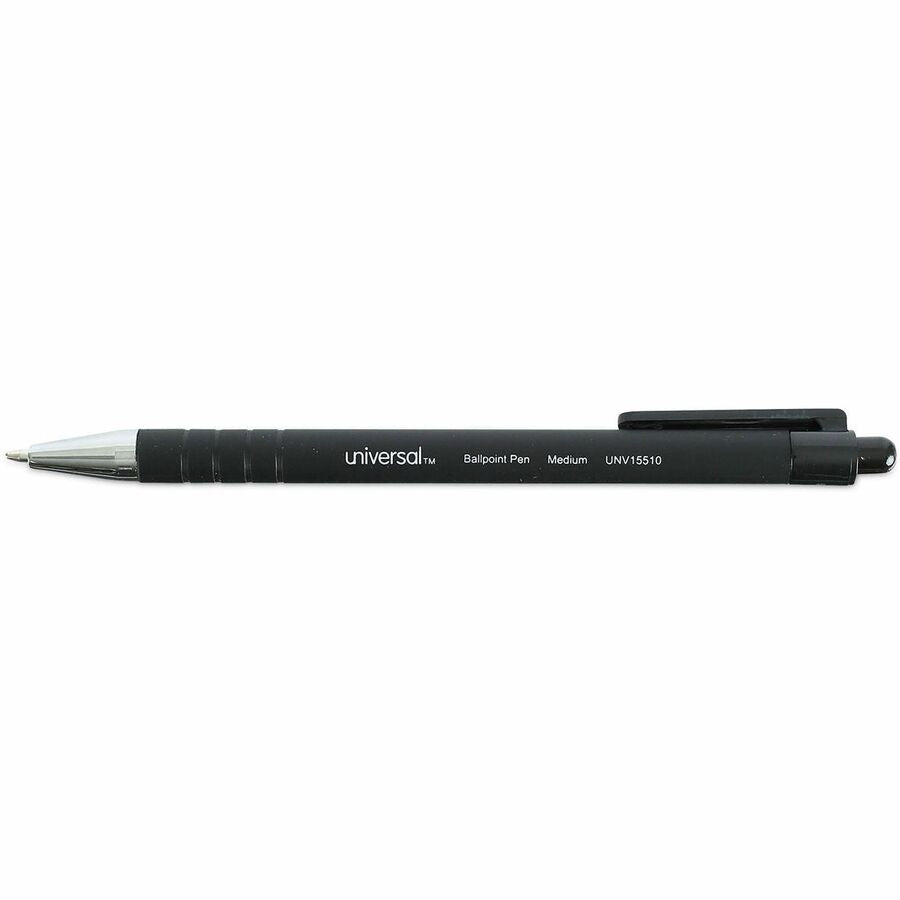 1 mm Medium Conical Pen Point - Retractable - Black Ink - Black Barrel - 1 Dozen