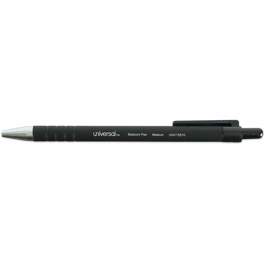 1 mm Medium Conical Pen Point - Retractable - Black Ink - Black Barrel - 1 Dozen