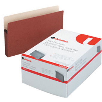 Universal Expansion File Pocket - Legal - 8.5" x 14" - Straight Tab Cut - 3" Expansion - 25 / Pack - Manila, Red