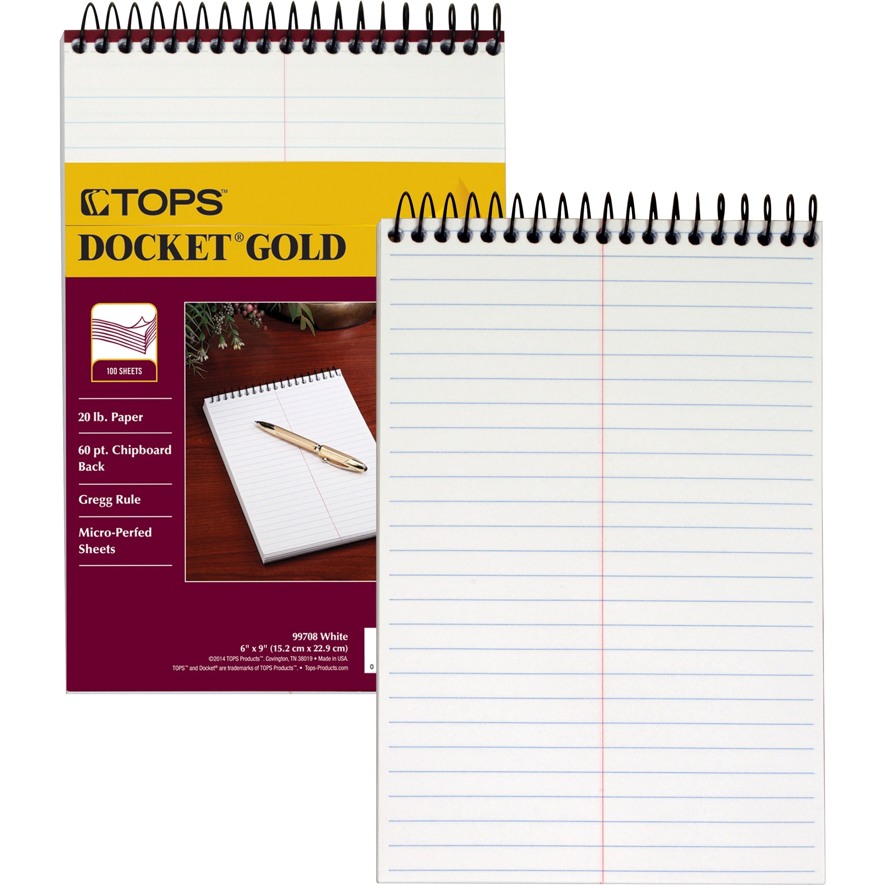 100 Sheets - Coilock - 20 lb Basis Weight - 6" x 9" Sheet Size - 9" Height x 6" Width - White Paper - Frosty Clear Poly Cover - Perforated, Acid-free, Heavyweight, Unpunched - 1 Each
