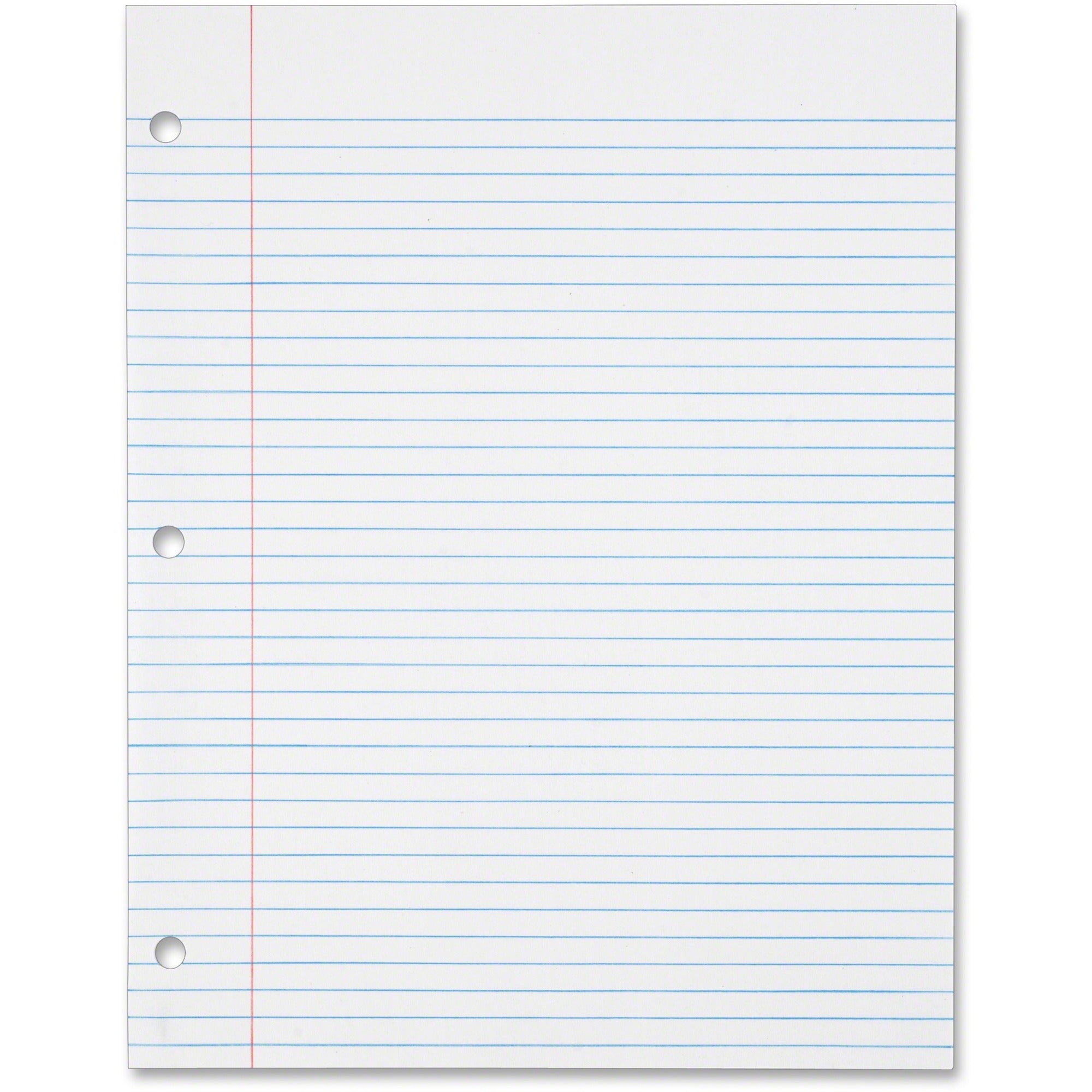 500 Sheets - 0.31" Ruled - Ruled Red Margin - 16 lb Basis Weight - Letter - 8 1/2" x 11" Sheet Size - White Paper - 500 / Pack