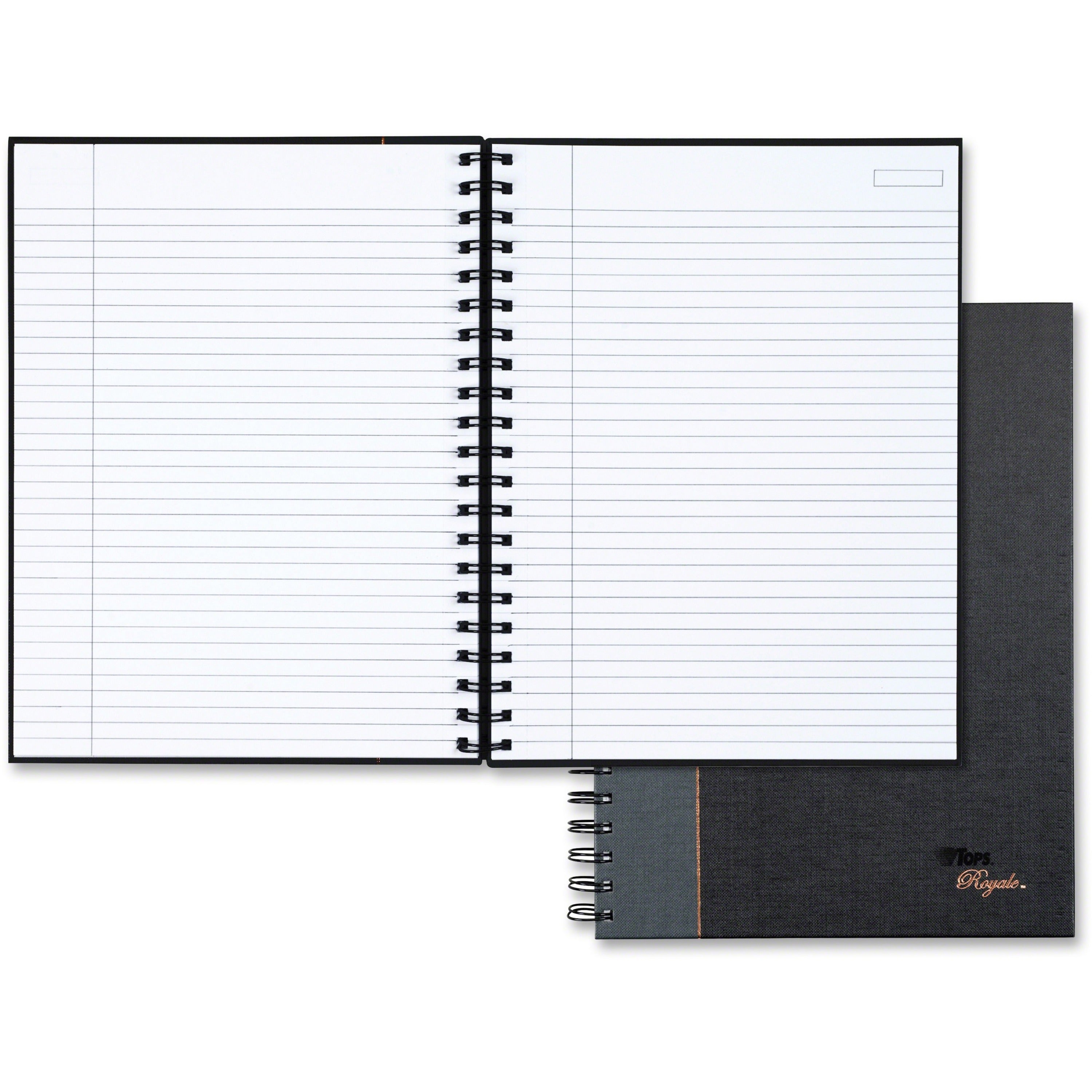 96 Sheets - Wire Bound - 20 lb Basis Weight - 8" x 10 1/2" Sheet Size - White Paper - Black Geltex, Gray Cover - Hard Cover, Index Sheet, Perforated - 1 Each