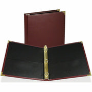 1" Binder Capacity - Letter - 8 1/2" x 11" Sheet Size - Fastener(s): Round Ring - Pocket(s): 2, Internal - Faux Leather, Brass, Metal - Burgundy - Flexible, Durable, Concealed Rivet - 1 Each